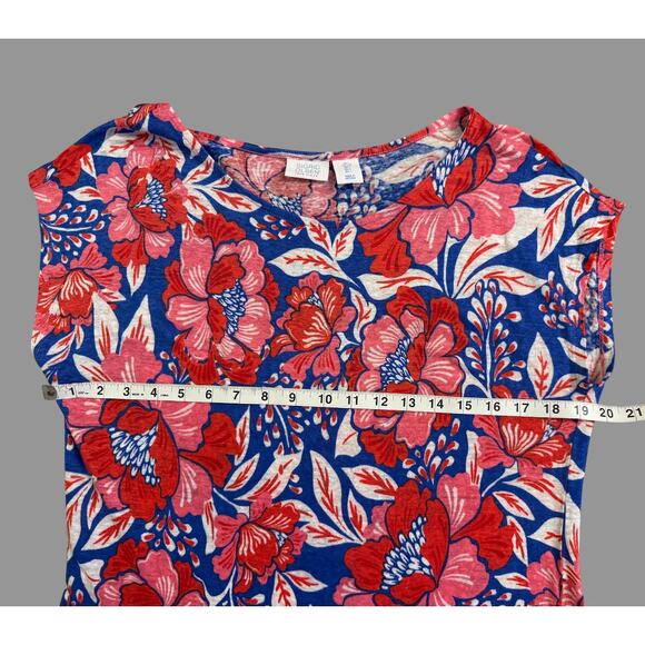 Sigrid Olsen 100% Linen Floral Sleeveless Top - Picture 3 of 4